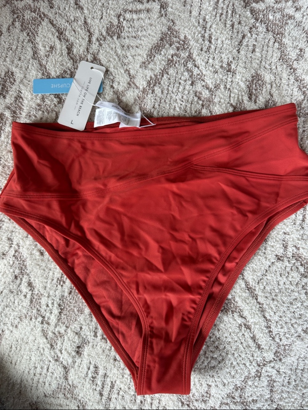 Cupshe High-Waist Red Bikini Bottoms